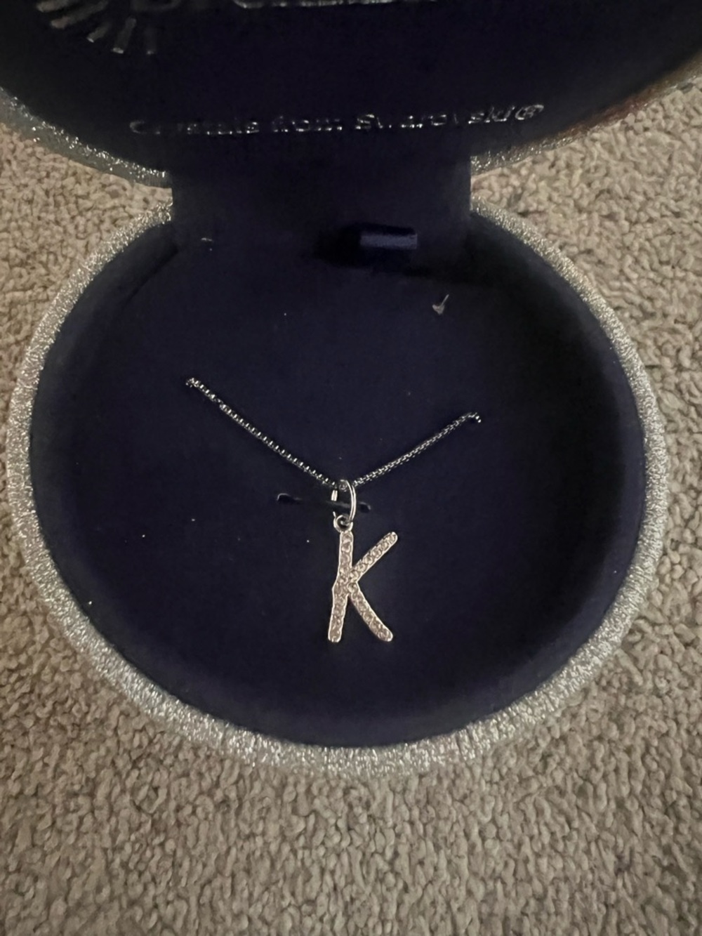 Brilliance Silver Plated Crystal “K”
Initial Pendent Necklace